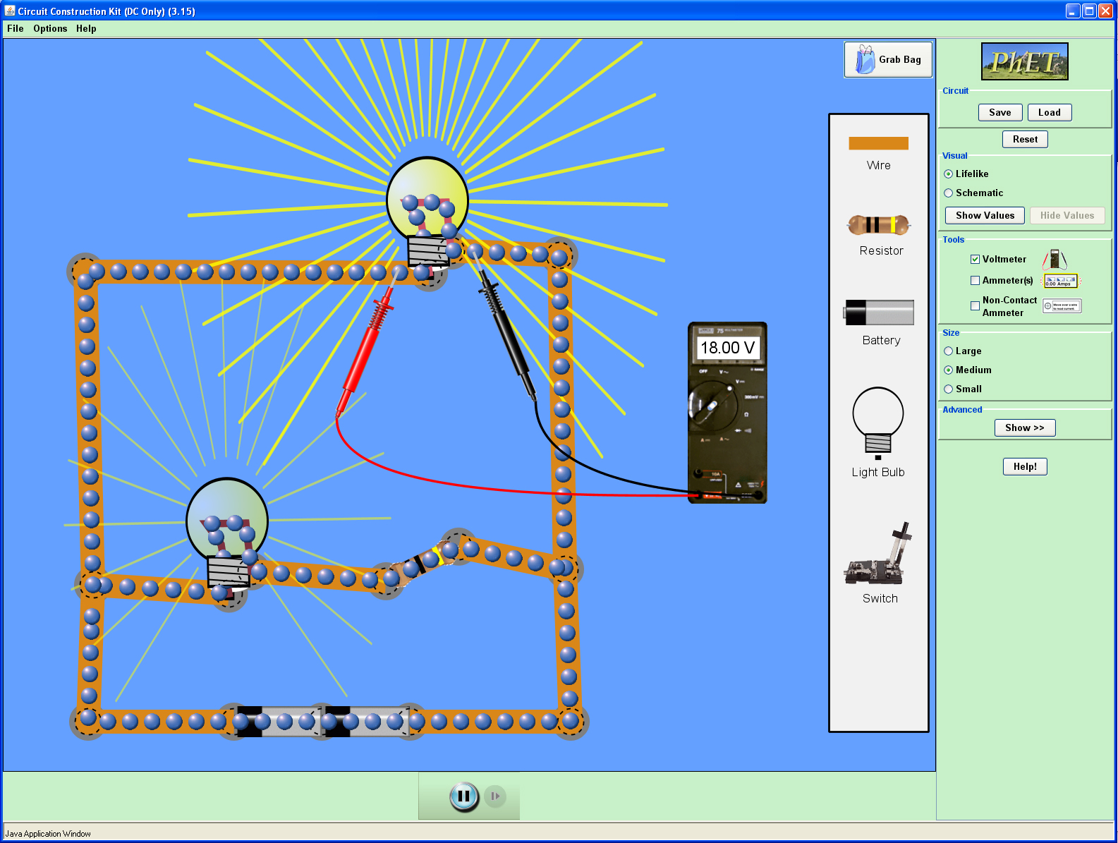 Phet Lab Circuit Builder