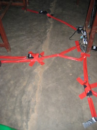 The room only had 5 power outlets, so we needed a lot of power strips