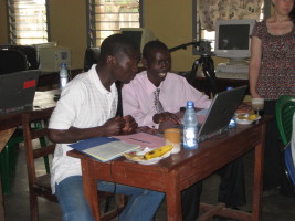 Two workshop participants exploring the simulations