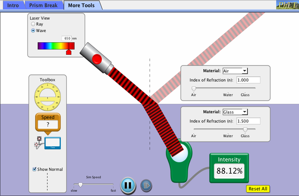 Bending Light - Snell's Law | Light | Refraction - PhET Interactive  Simulations