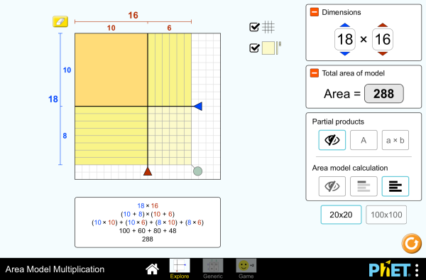 Area Model Multiplication - Partial Products | Factors | Multiplication - PhET Interactive ...