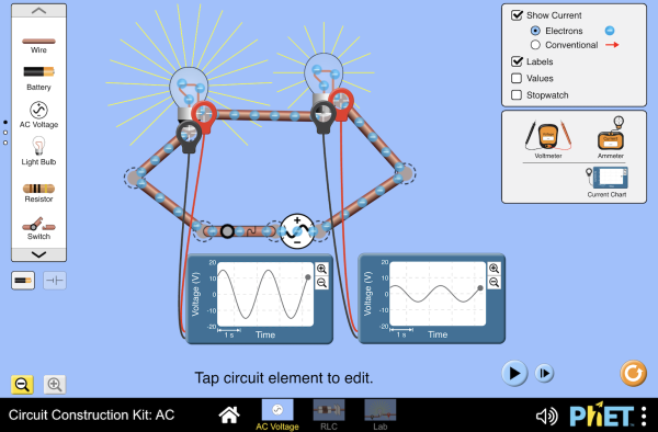 Circuit Construction Kit: AC - RLC Circuit | AC Circuits | Kirchoff's Law -  PhET Interactive Simulations