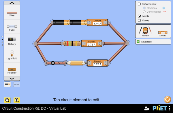 Circuit Construction Kit: DC - Virtual Lab - Series Circuit, Parallel  Circuit