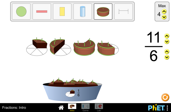 Fractions: Intro - Fractions | Equivalent Fractions | Improper Fraction -  PhET Interactive Simulations