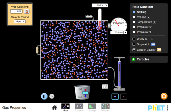 Gas Properties - Ideal Gas Law | Kinetic Molecular Theory | Diffusion -  PhET Interactive Simulations